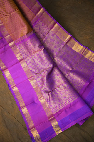KANCHIPURAM PURE SILK CHECKS HANDLOOM SAREE