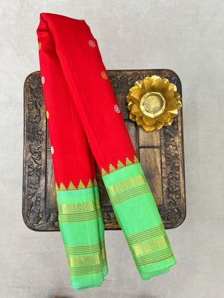 GADWAL PURE SILK SILVER ZARI GAP BORDER SAREE