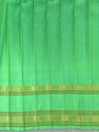 GADWAL PURE SILK SILVER ZARI GAP BORDER SAREE