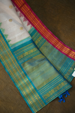 GADWAL PURE SILK GANGA JAMUNA BORDER SAREE