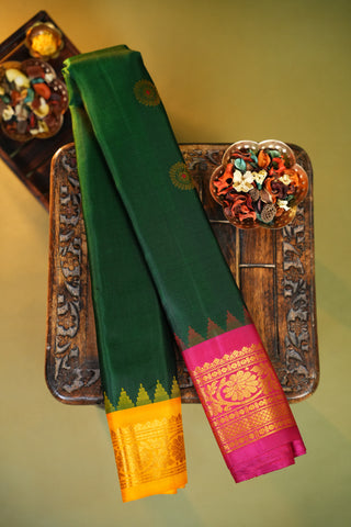 GADWAL PURE SILK GANGA JAMUNA BORDER SAREE