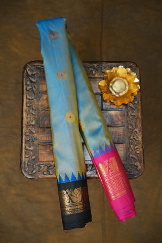 GADWAL PURE SILK GANGA JAMUNA BORDER SAREE