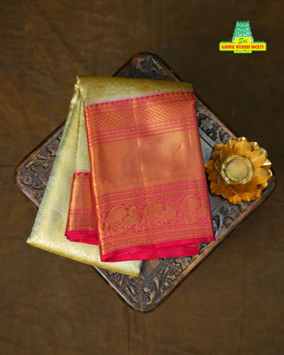 KANCHIPURAM PURE SILK TISSUE BROCADE HANDLOOM SAREE