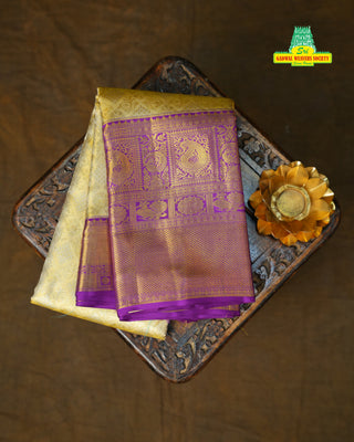 KANCHIPURAM PURE SILK TISSUE BROCADE HANDLOOM SAREE