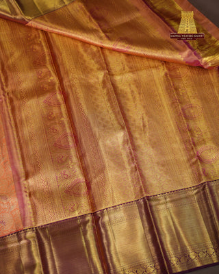 KANCHIPURAM PURE SILK TISSUE BROCADE SAREE