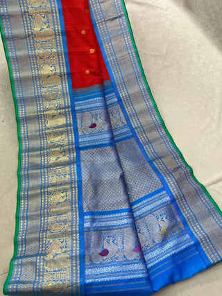 GADWAL PURE SILK HANDLOOM CHECKS BUTTA SAREE