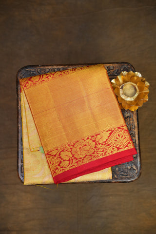 KANCHIPURAM PURE SILK TISSUE BROCADE HANDLOOM LEHANGA