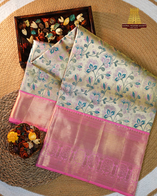 KANCHIPURAM PURE SILK TISSUE BROCADE HANDLOOM SAREE