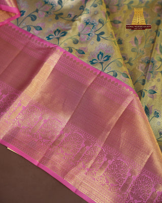 KANCHIPURAM PURE SILK TISSUE BROCADE HANDLOOM SAREE