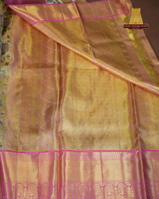 KANCHIPURAM PURE SILK TISSUE BROCADE HANDLOOM SAREE