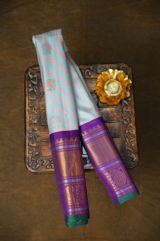 GADWAL PURE SILK GINGHAM CHECKS HANDLOOM SAREE