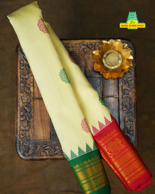 GADWAL PURE SILK HANDLOOM SAREE WITH GANGA JAMUNA BORDER