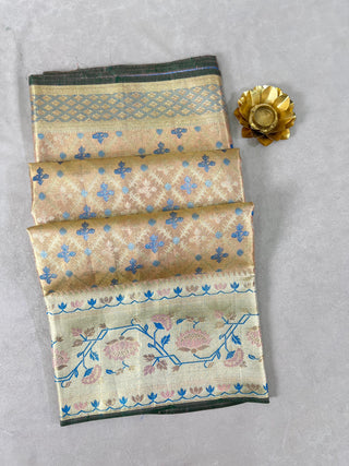 KANCHIPURAM PURE SILK TISSUE BROCADE SAREE