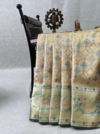 KANCHIPURAM PURE SILK TISSUE BROCADE SAREE
