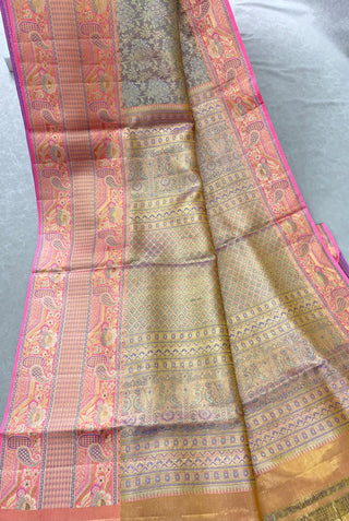 KANCHIPURAM PURE SILK TISSUE BROCADE SAREE