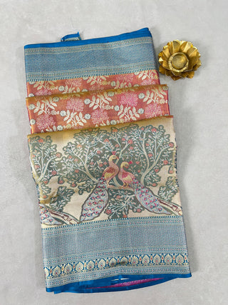 KANCHIPURAM PURE SILK TISSUE BROCADE SAREE