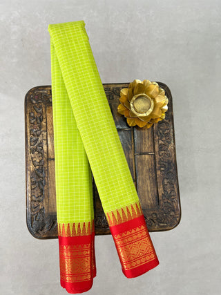 GADWAL PURE COTTON CHECKS HANDLOOM SAREE