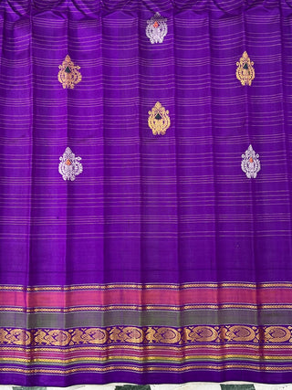 GADWAL PURE SILK MULTICOLOR BORDER HANDLOOM SAREE