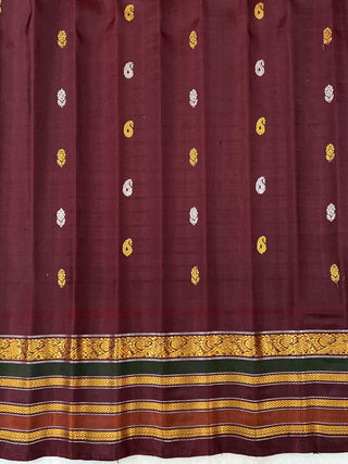 GADWAL PURE SILK MULTICOLOR BORDER HANDLOOM SAREE