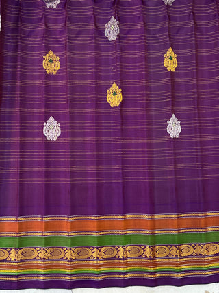 GADWAL PURE SILK MULTICOLOR BORDER HANDLOOM SAREE