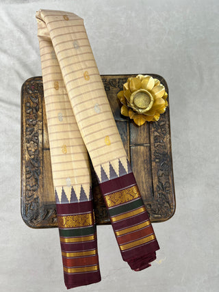 GADWAL PURE SILK MULTICOLOR BORDER HANDLOOM SAREE