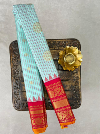 GADWAL PURE SILK CHECKS HANDLOOM SAREE