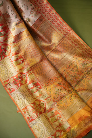 KANCHIPURAM PURE SILK DESIGNER TISSUE BROCADE HANDLOOM SAREE