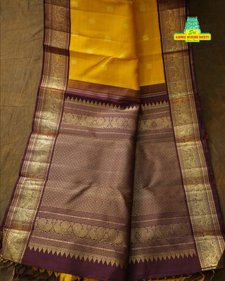 KANCHIPURAM KUTTU BORDER PURE SILK HANDLOOM SAREE