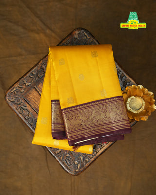 KANCHIPURAM KUTTU BORDER PURE SILK HANDLOOM SAREE