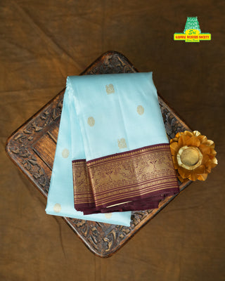 KANCHIPURAM KUTTU BORDER PURE SILK HANDLOOM SAREE