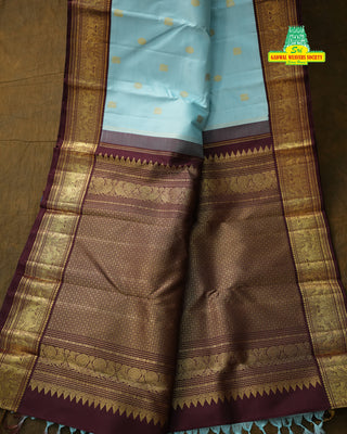 KANCHIPURAM KUTTU BORDER PURE SILK HANDLOOM SAREE