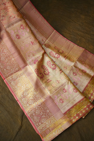 KANCHIPURAM PURE SILK TISSUE BROCADE SAREE