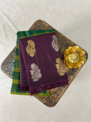 KANCHIPURAM PURE SILK CHECKS HANDLOOM SAREE