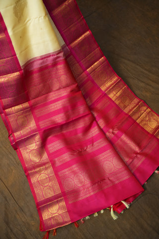 KANCHIPURAM PURE SILK KUTTU BORDER SAREE