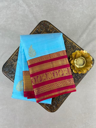 KANCHIPURAM PURE SILK KUTTU BORDER SAREE