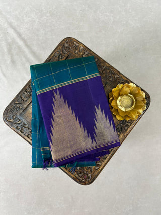 KANCHIPURAM PURE SILK CHECKS HANDLOOM SAREE