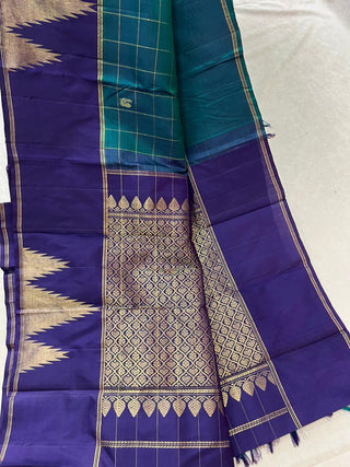 KANCHIPURAM PURE SILK CHECKS HANDLOOM SAREE