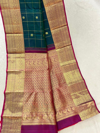 KANCHIPURAM PURE SILK CHECKS HANDLOOM SAREE