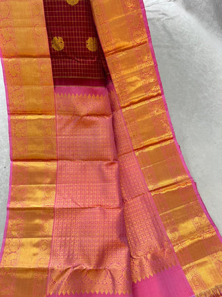 KANCHIPURAM PURE SILK CHECKS HANDLOOM SAREE