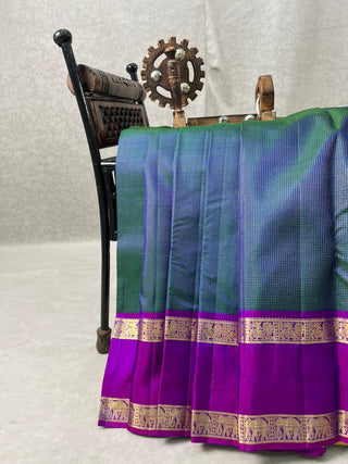 KANCHIPURAM PURE SILK CHECKS HANDLOOM SAREE
