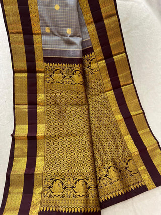 KANCHIPURAM PURE  SILK CHECKS HANDLOOM SAREE