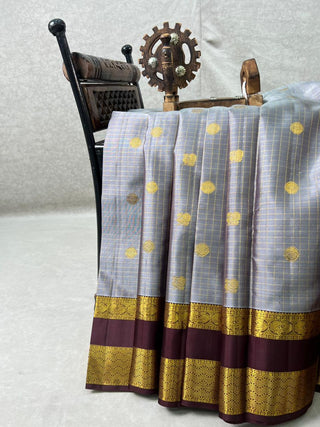 KANCHIPURAM PURE  SILK CHECKS HANDLOOM SAREE