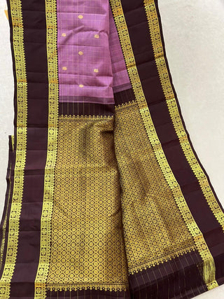 KANCHIPURAM PURE SILK CHECKS HANDLOOM SAREE