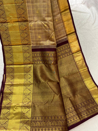 KANCHIPURAM PURE SILK CHECKS HANDLOOM SAREE