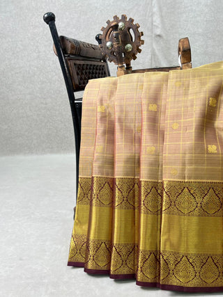 KANCHIPURAM PURE SILK CHECKS HANDLOOM SAREE