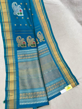 GADWAL PURE SILK MEENA BUTTA BORDER HANDLOOM SAREE