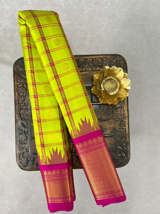 GADWAL PURE SILK CHECKS HANDLOOM SAREE