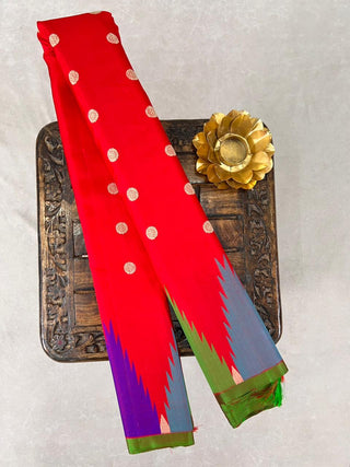 GADWAL PURE SILK TEMPLE BORDER HANDLOOM SAREE