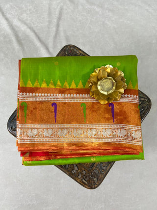 GADWAL PURE SILK TISSUE BORDER HANDLOOM SAREE