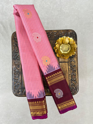 GADWAL PURE SILK CHECKS HANDLOOM SAREE